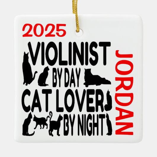 Cat Lover Violist CUSTOM Keramisch Ornament (Voorkant)