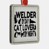 Cat Lover Welder Metalen Ornament (Rechts)