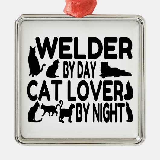 Cat Lover Welder Metalen Ornament (Voorkant)
