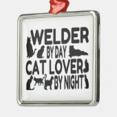 Cat Lover Welder Metalen Ornament (Links)