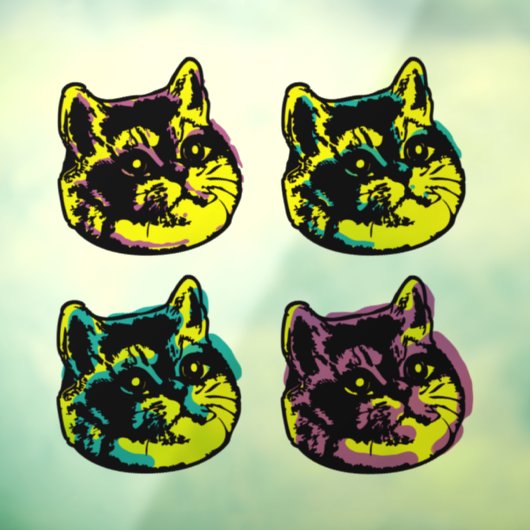 Cat Lover Window Decale Pop Art Raamsticker (Vel 3)