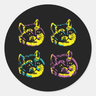 Cat Lover Window Decale Pop Art Ronde Sticker