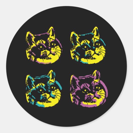Cat Lover Window Decale Pop Art Ronde Sticker (Voorkant)