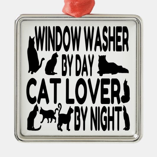 Cat Lover Window Washer Metalen Ornament (Voorkant)