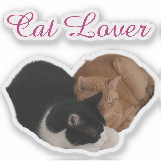 Cat Lover with Cat Heart Sticker (Voorkant)