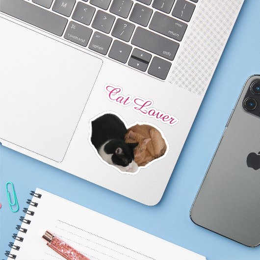 Cat Lover with Cat Heart Sticker (Laptop met iPhone)