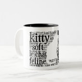 Cat Lover Word Art Coffee-Mok in zwart Tweekleurige Koffiemok (Voorkant links)