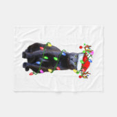 Cat Lover Xmas Lighting Santa Russian Blue Cat Chr Fleece Deken (Voorkant (Horizontaal))