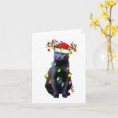 Cat Lover Xmas Lighting Santa Russian Blue Cat Chr Kaart (Gele Bloem)