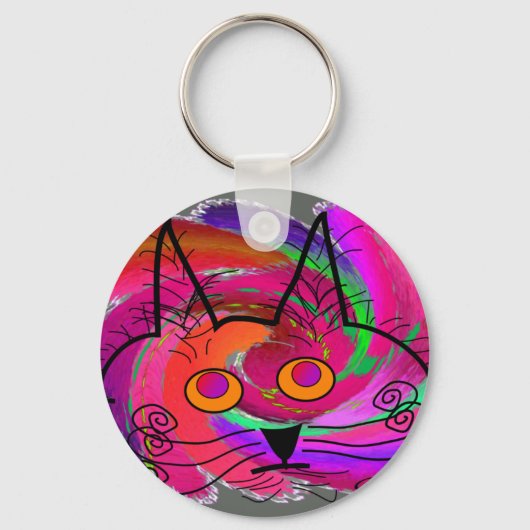 Cat Lovers abstracte kunstgeschenken Sleutelhanger (Voorkant)