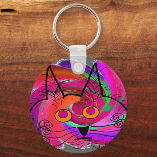 Cat Lovers abstracte kunstgeschenken Sleutelhanger (Voorkant)
