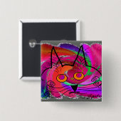 Cat Lovers abstracte kunstgeschenken Vierkante Button 5,1 Cm (Voorkant /achterkant)