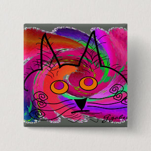 Cat Lovers abstracte kunstgeschenken Vierkante Button 5,1 Cm