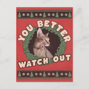 Cat Lover's Better Watch out Funny Kerstmis Briefkaart