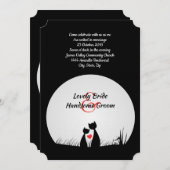 Cat Lovers Black White Moon Huwelijksuitnodiging Kaart (Voorkant / Achterkant)