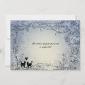 Cat Lovers Blue Vintage Wedding Invitation Kaart (Achterkant)
