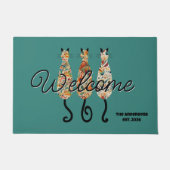 Cat Lovers Bohemian Patroon Katten Blauw Deurmat (Voorkant)