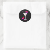 Cat Lovers Bubbles Modern Black Cocktail Monogram Ronde Sticker (Tas)