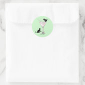 Cat Lovers Bubbles Modern Green Cocktail Monogram Ronde Sticker (Tas)
