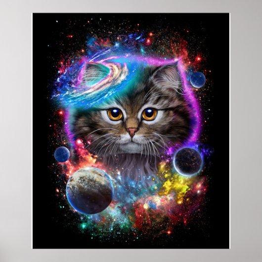 Cat Lovers | Cat In Galaxy Space Cosmos Poster (Voorkant)