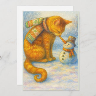 Cat Lover's  Christmas Sarah and the Snowman Feestdagenkaart
