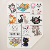 Cat Lovers Collage Sherpa Blanket Deken (Voorkant)