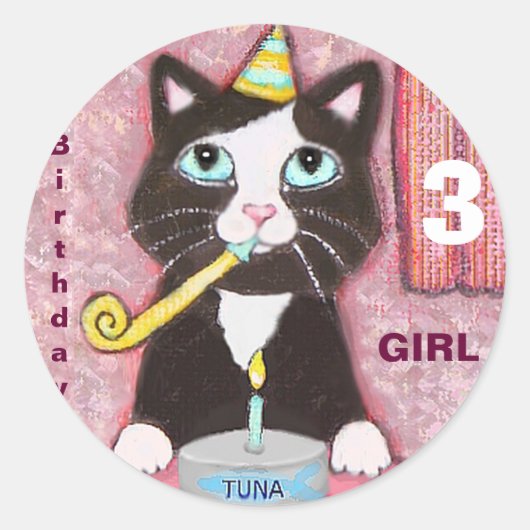 Cat Lover's Custom Age Ronde Verjaardag Stickers (Voorkant)