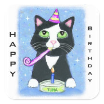 Cat Lover's Custom Happy Birthday Stickers