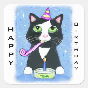 Cat Lover's Custom Happy Birthday Stickers