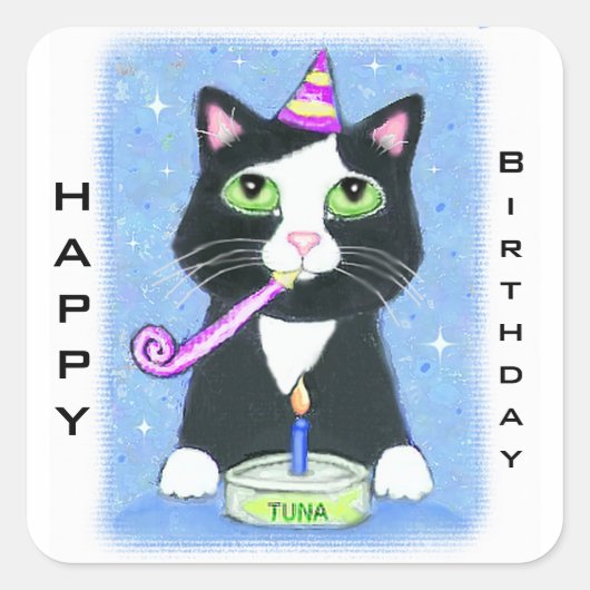 Cat Lover's Custom Happy Birthday Stickers (Voorkant)
