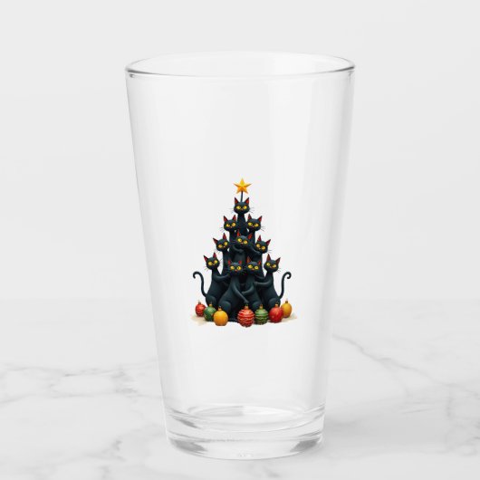 Cat Lovers Cute and Funny Holiday Tree Christmas 2 Glas (Voorkant)