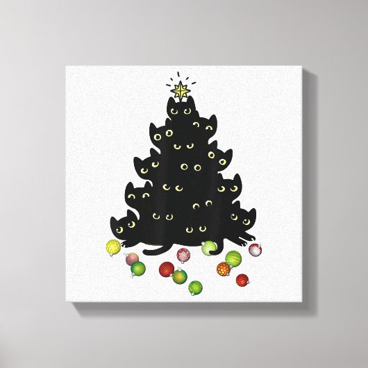 Cat Lovers Cute and Funny Holiday Tree Kerstmis Canvas Afdruk (Voorkant)