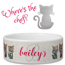 Cat Lovers Cute Katten Monogram Name Voerbakje