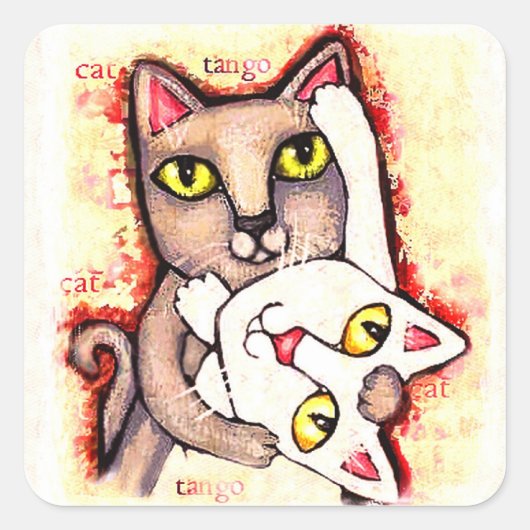 Cat Lover's Cute Tango Dance Cats Art Stickers (Voorkant)