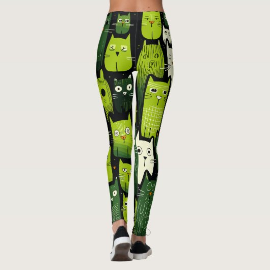 Cat Lover's Delight - Leuke en grappige Doodle Kat Leggings (Achterkant)