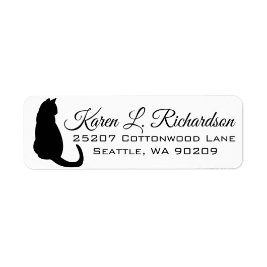 Cat Lover's Dramatic Black Cat Silhouette Address Etiket (Voorkant)