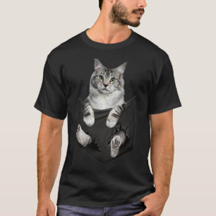 Cat Lovers Gifts Maine Coon in Pocket Funny Kitten T-shirt