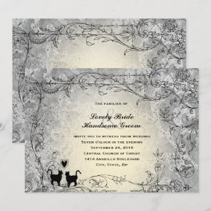 Cat Lovers  Goud Vintage Wedding Kaart