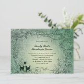 Cat Lovers Green Vintage Wedding Kaart (Staand voorkant)