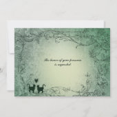 Cat Lovers Green Vintage Wedding Kaart (Achterkant)