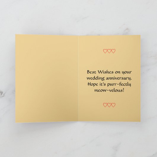 Cat Lovers Happy Jubileum Kaart (Binnen)