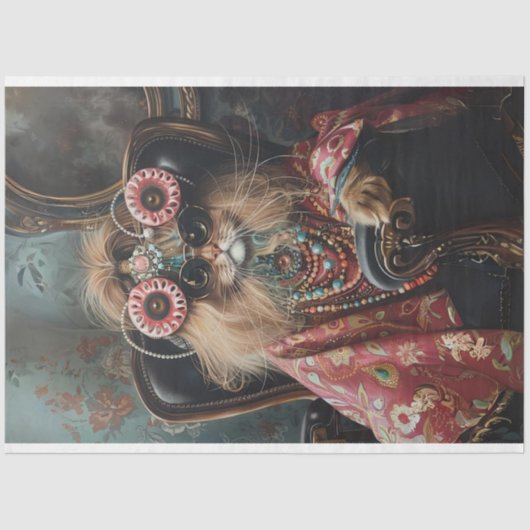 Cat Lovers Hippie Stijl Decoupage Tissuepapier (Voorkant)