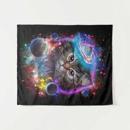 Cat Lovers | Kat in de Galaxy Space Cosmos Wandkleed (Voorkant (horizontaal))