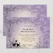 Cat Lovers  Lavendel Vintage bruiloft Kaart (Voorkant / Achterkant)