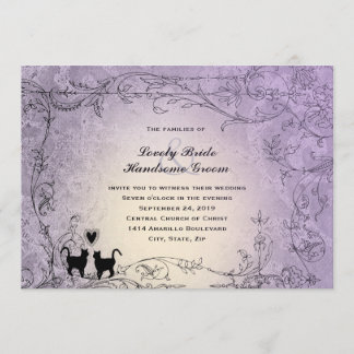 Cat Lovers Lavendel Vintage bruiloft Kaart