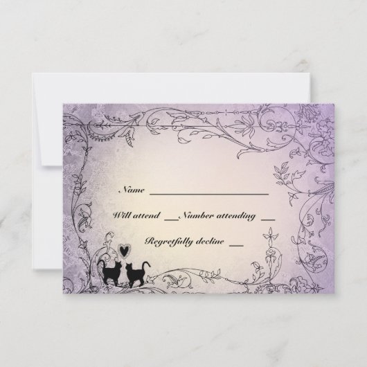Cat Lovers Lavender RSVP Kaartje (Voorkant)
