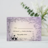 Cat Lovers Lavender RSVP Kaartje (Staand voorkant)