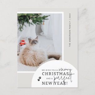 Cat Lover's Moderne Simple Photo Holiday Briefkaar Feestdagenkaart