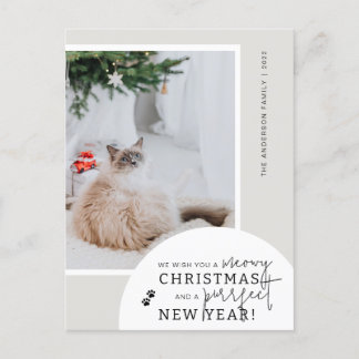 Cat Lover's Moderne Simple Photo Holiday Briefkaar Feestdagenkaart