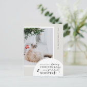 Cat Lover's Moderne Simple Photo Holiday Briefkaar Feestdagenkaart (Staand voorkant)